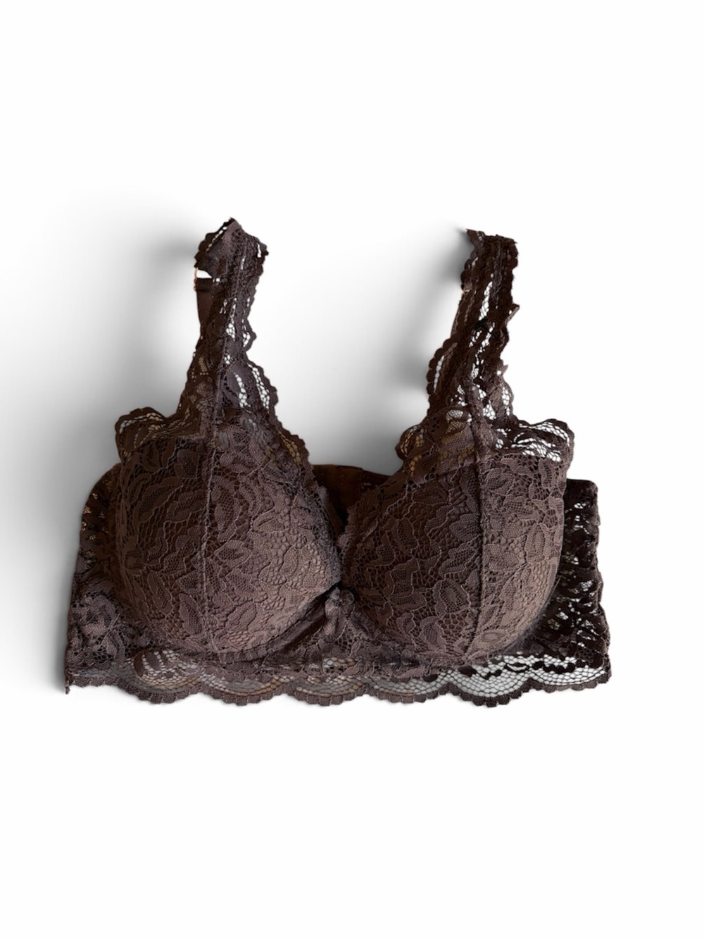 MARILYN MONROE Dusty Plum Lace Bra Size 34C Padded Adjustable Straps